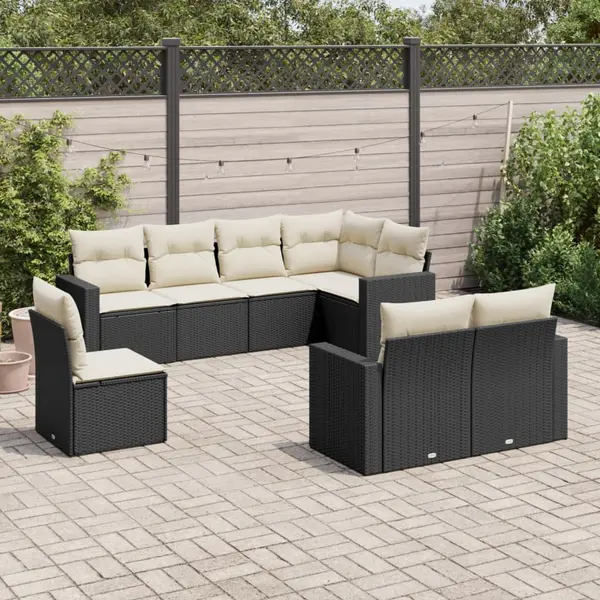 Gossi set mobilier de gradina cu perne, 8 piese, negru, poliratan