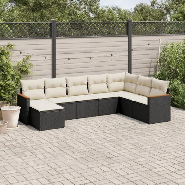 Gossi set mobilier de gradina cu perne, 8 piese, negru, poliratan