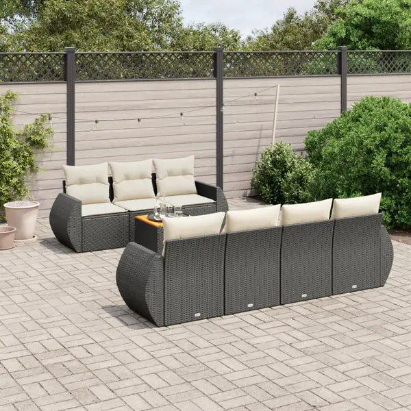 Gossi set mobilier de gradina cu perne, 8 piese, negru, poliratan