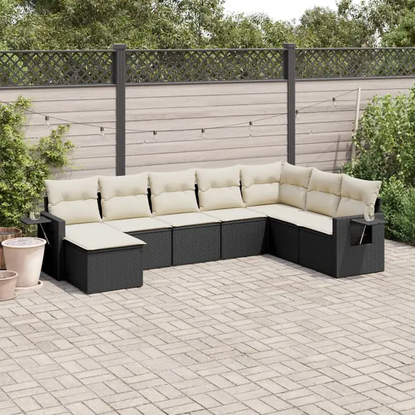 Gossi set mobilier de gradina cu perne, 8 piese, negru, poliratan
