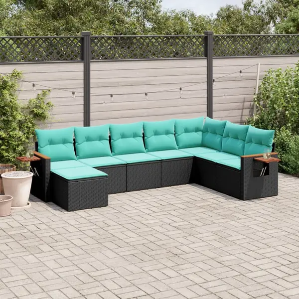 Gossi set mobilier de gradina cu perne, 8 piese, negru, poliratan