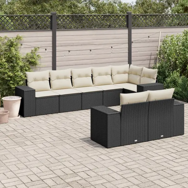 Gossi set mobilier de gradina cu perne, 8 piese, negru, poliratan
