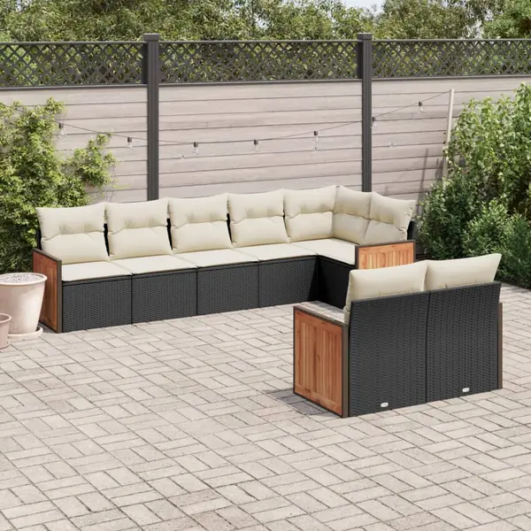 Gossi set mobilier de gradina cu perne, 8 piese, negru, poliratan