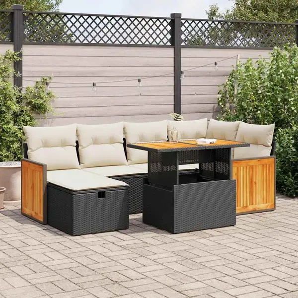 Gossi set mobilier de gradina cu perne, 8 piese, negru, poliratan