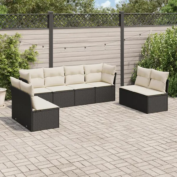 Gossi set mobilier de gradina cu perne, 8 piese, negru, poliratan