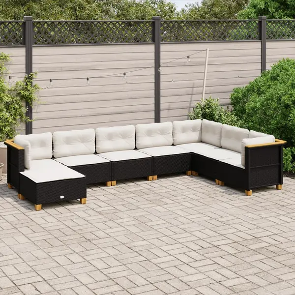 Gossi set mobilier de gradina cu perne, 8 piese, negru, poliratan