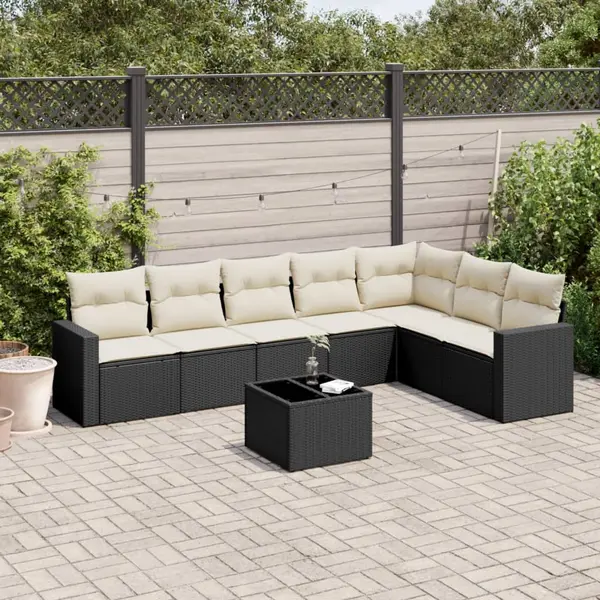 Gossi set mobilier de gradina cu perne, 8 piese, negru, poliratan