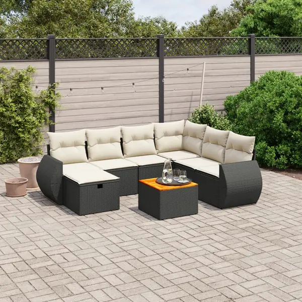 Gossi set mobilier de gradina cu perne, 8 piese, negru, poliratan