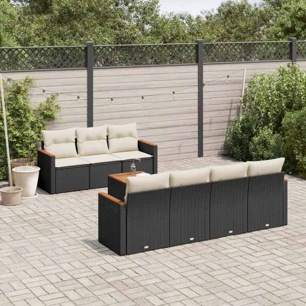 Gossi set mobilier de gradina cu perne, 8 piese, negru, poliratan