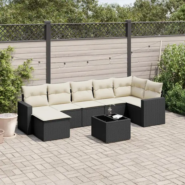 Gossi set mobilier de gradina cu perne, 8 piese, negru, poliratan