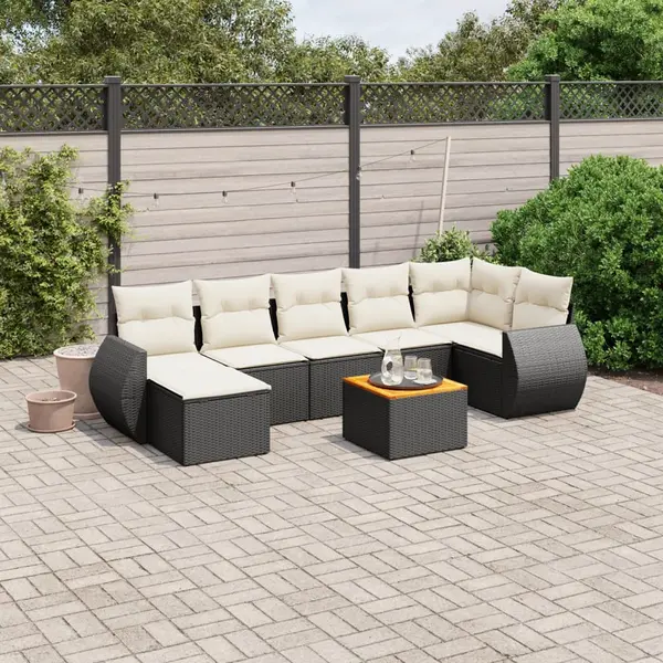 Gossi set mobilier de gradina cu perne, 8 piese, negru, poliratan
