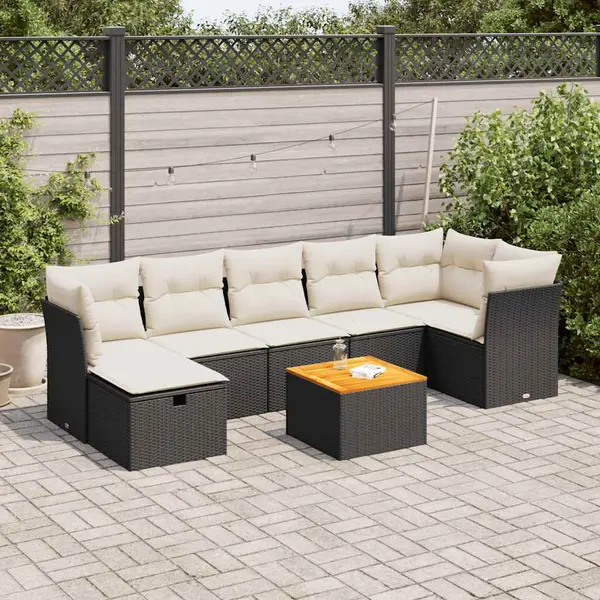 Gossi set mobilier de gradina cu perne, 8 piese, negru, poliratan