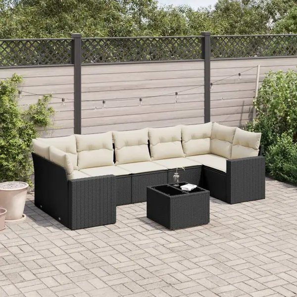 Gossi set mobilier de gradina cu perne, 8 piese, negru, poliratan