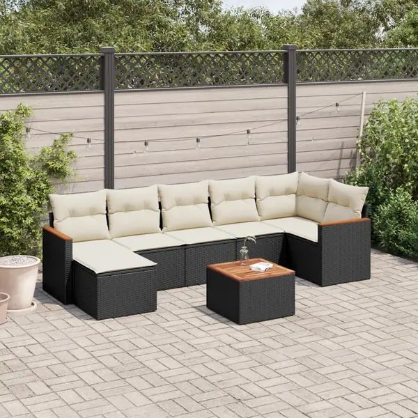 Gossi set mobilier de gradina cu perne, 8 piese, negru, poliratan