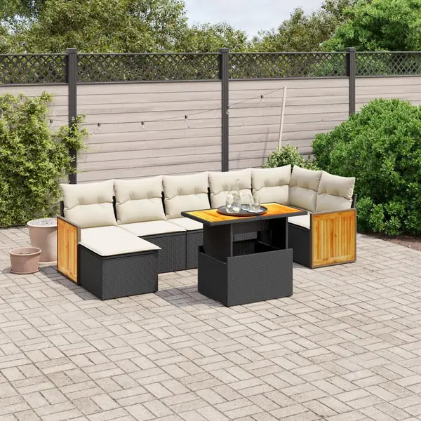 Gossi set mobilier de gradina cu perne, 8 piese, negru, poliratan