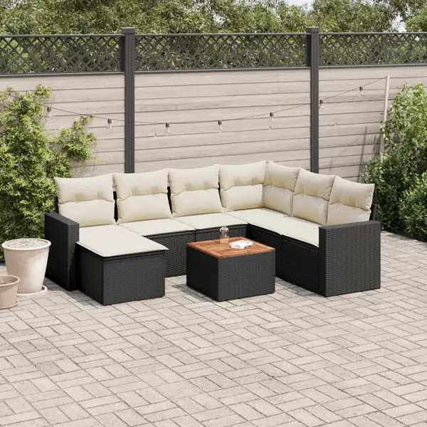 Gossi set mobilier de gradina cu perne, 8 piese, negru, poliratan