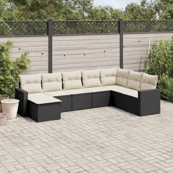 Gossi set mobilier de gradina cu perne, 8 piese, negru, poliratan