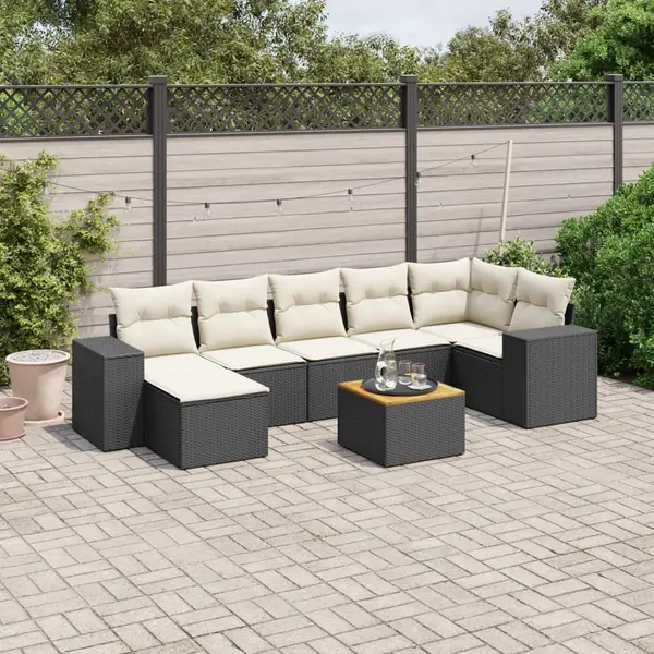 Gossi set mobilier de gradina cu perne, 8 piese, negru, poliratan