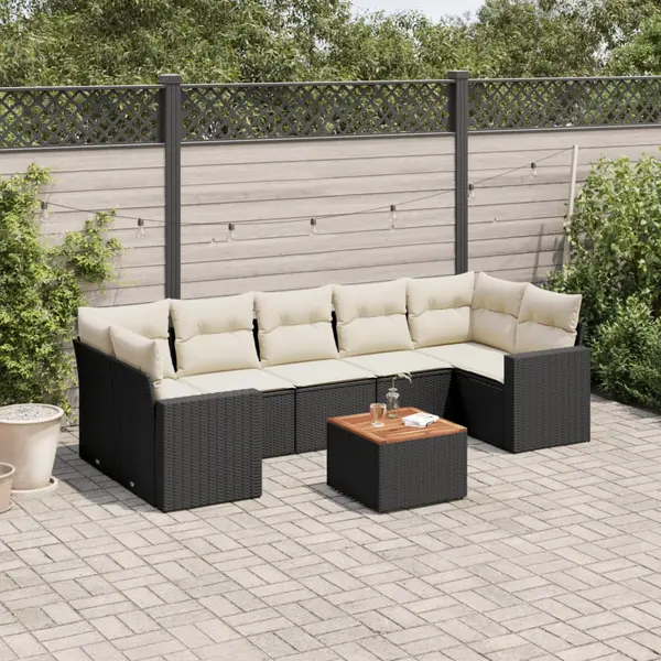 Gossi set mobilier de gradina cu perne, 8 piese, negru, poliratan
