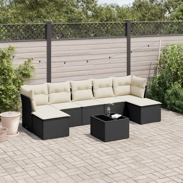 Gossi set mobilier de gradina cu perne, 8 piese, negru, poliratan