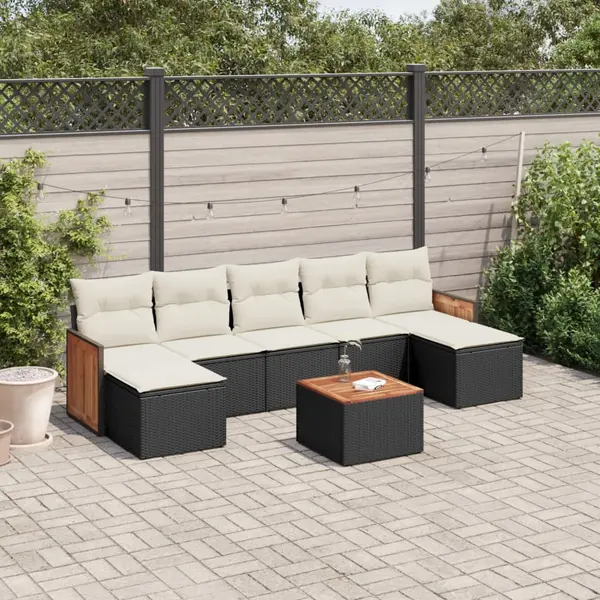 Gossi set mobilier de gradina cu perne, 8 piese, negru, poliratan