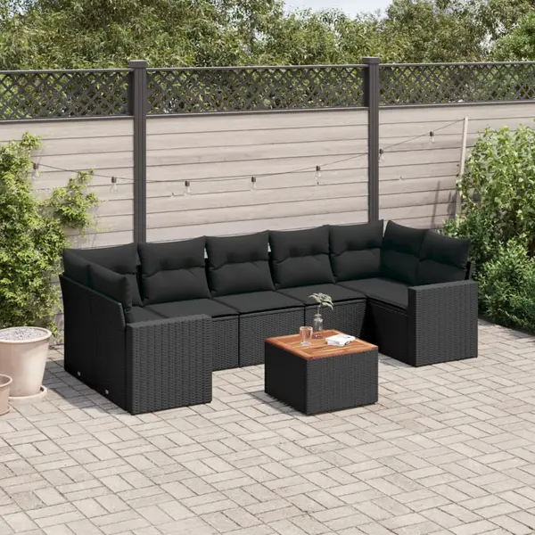 Gossi set mobilier de gradina cu perne, 8 piese, negru, poliratan