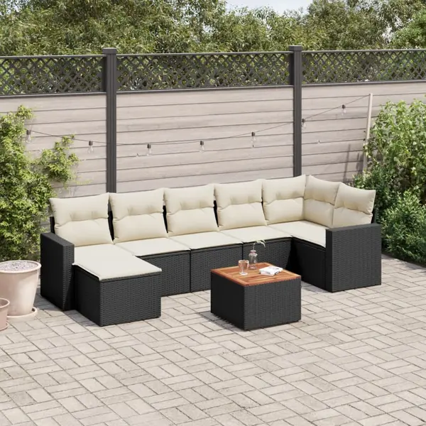 Gossi set mobilier de gradina cu perne, 8 piese, negru, poliratan