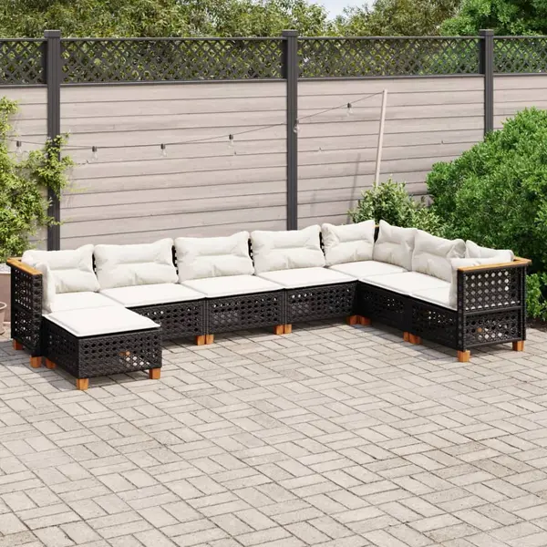 Gossi set mobilier de gradina cu perne, 8 piese, negru, poliratan