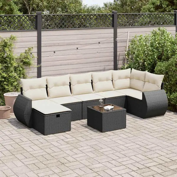 Gossi set mobilier de gradina cu perne, 8 piese, negru, poliratan
