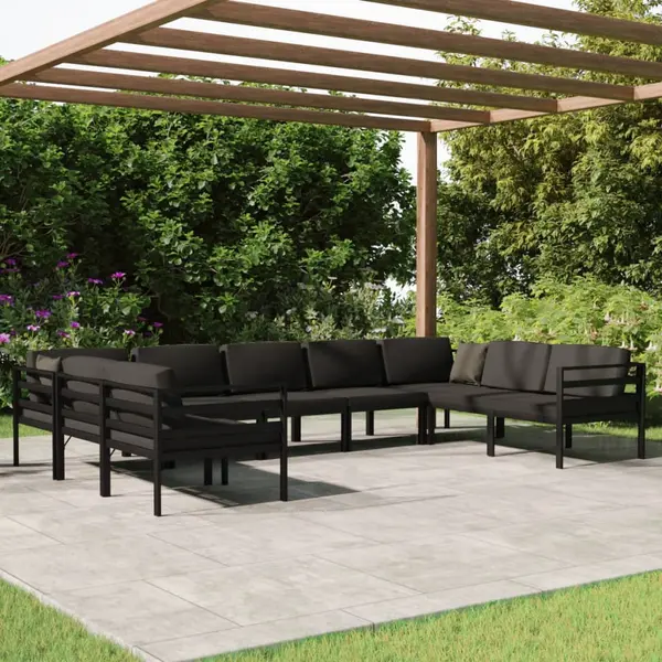 Gossi set mobilier de gradina cu perne, 9 piese, antracit, aluminiu