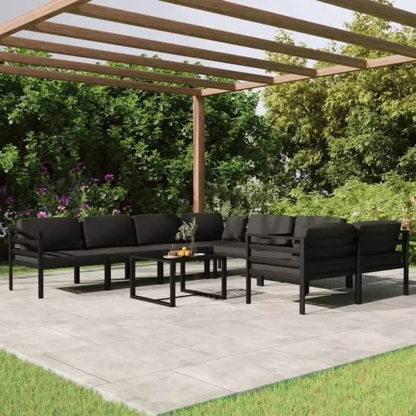 Gossi set mobilier de gradina cu perne, 9 piese, antracit, aluminiu