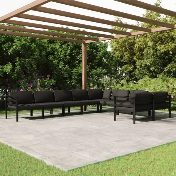 Gossi set mobilier de gradina cu perne, 9 piese, antracit, aluminiu