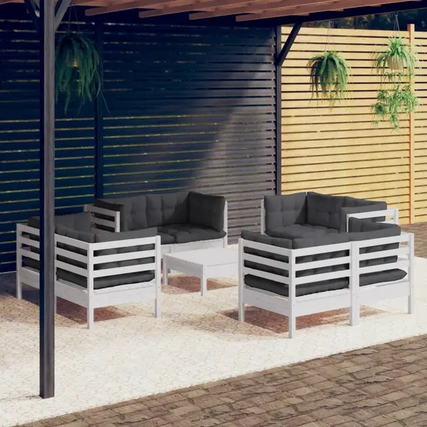 Gossi set mobilier de gradina cu perne, 9 piese, antracit, lemn pin