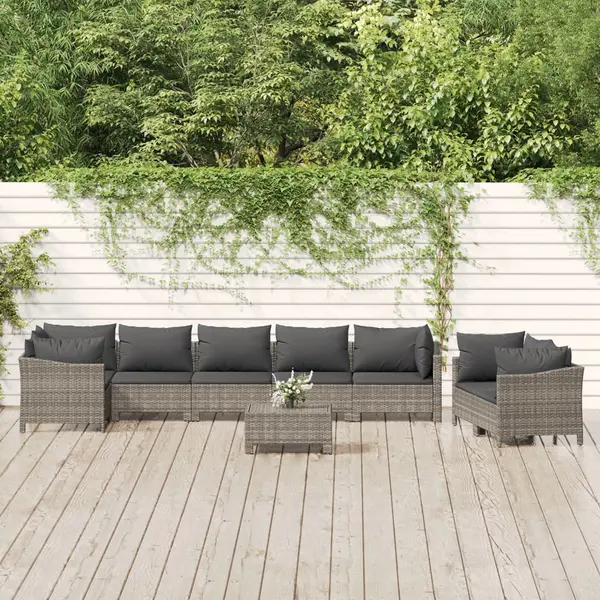 Gossi set mobilier de gradina cu perne, 9 piese, gri, poliratan