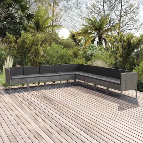 Gossi set mobilier de gradina cu perne, 9 piese, gri, poliratan