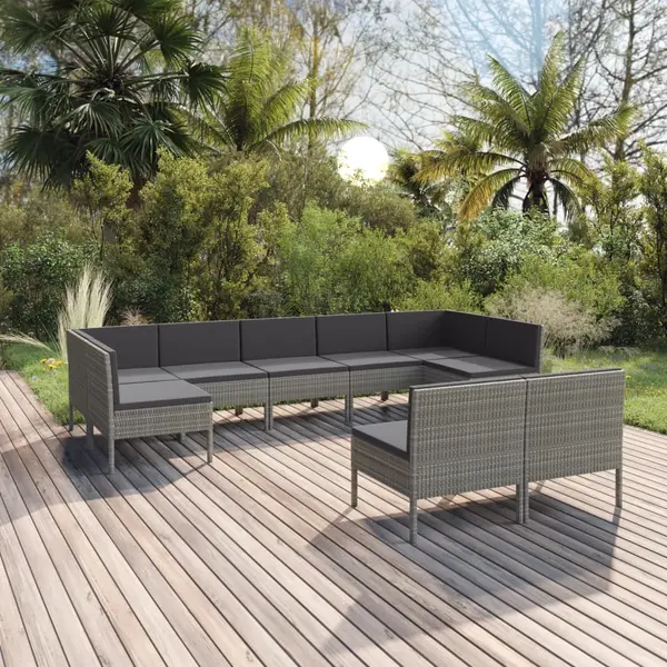 Gossi set mobilier de gradina cu perne, 9 piese, gri, poliratan