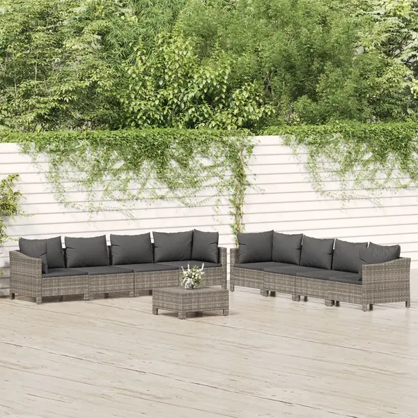 Gossi set mobilier de gradina cu perne, 9 piese, gri, poliratan