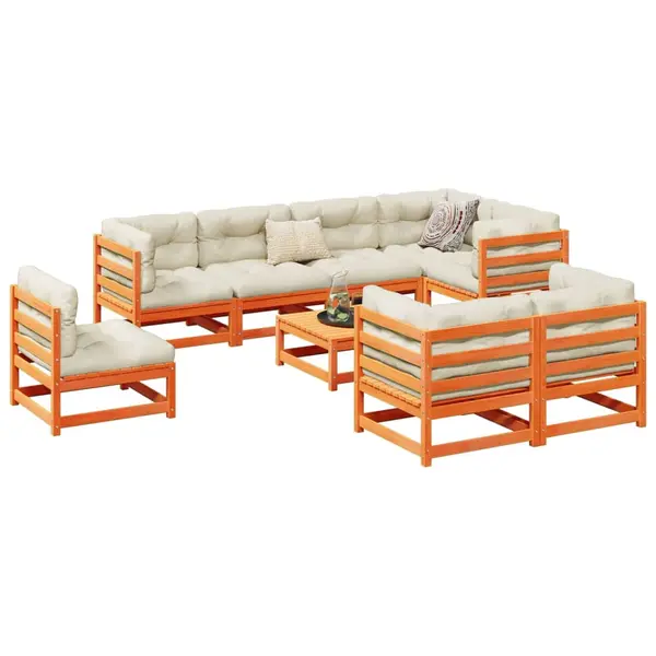 Gossi set mobilier de gradina cu perne, 9 piese, lemn masiv de pin