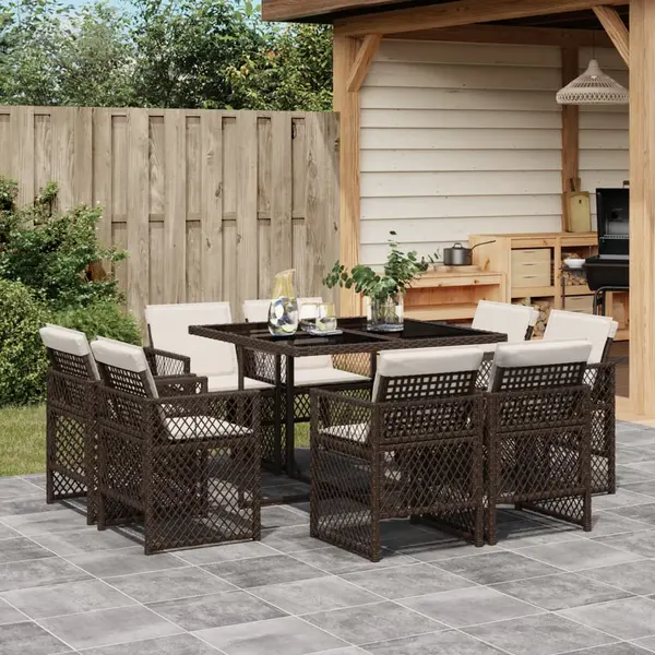 Gossi set mobilier de gradina cu perne, 9 piese, maro, poliratan