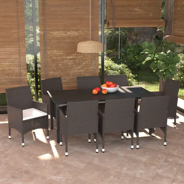 Gossi set mobilier de gradina cu perne, 9 piese, maro, poliratan