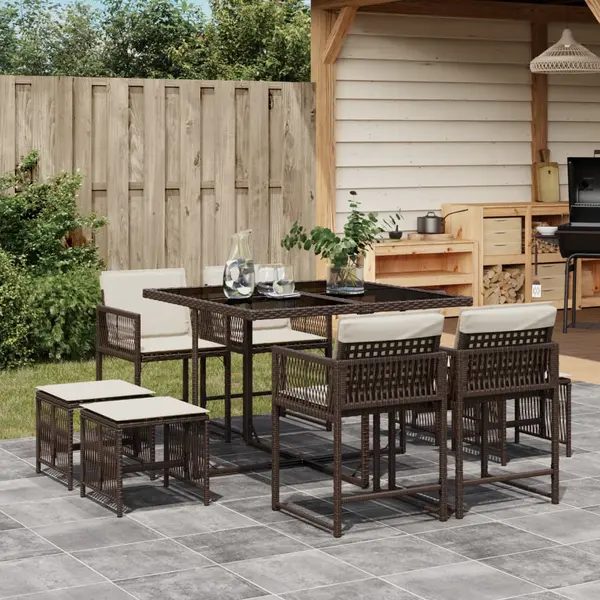Gossi set mobilier de gradina cu perne, 9 piese, maro, poliratan