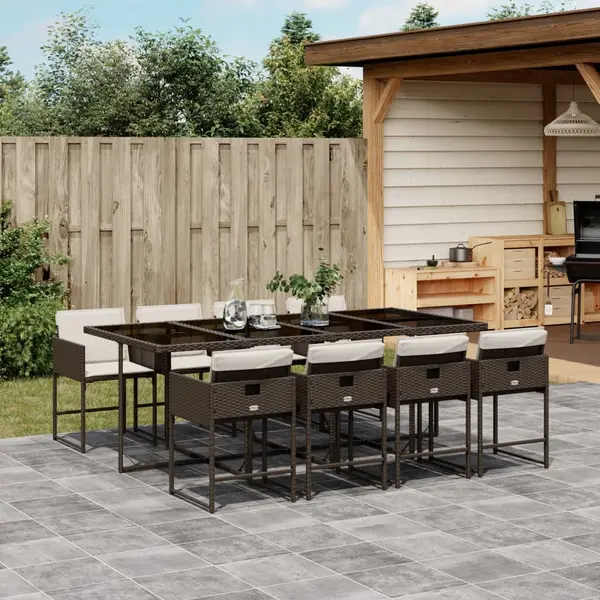 Gossi set mobilier de gradina cu perne, 9 piese, maro, poliratan