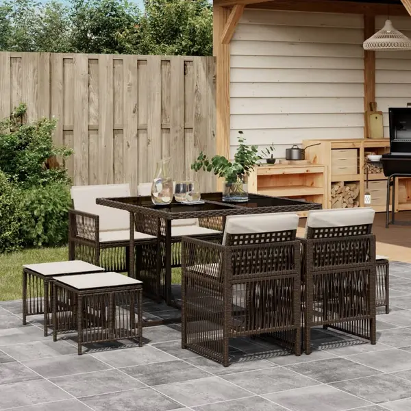 Gossi set mobilier de gradina cu perne, 9 piese, maro, poliratan