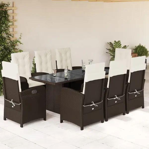 Gossi set mobilier de gradina cu perne, 9 piese, maro, poliratan