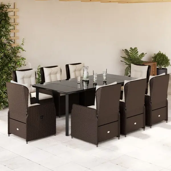 Gossi set mobilier de gradina cu perne, 9 piese, maro, poliratan