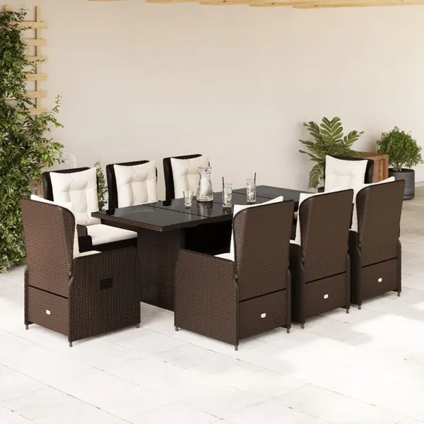 Gossi set mobilier de gradina cu perne, 9 piese, maro, poliratan