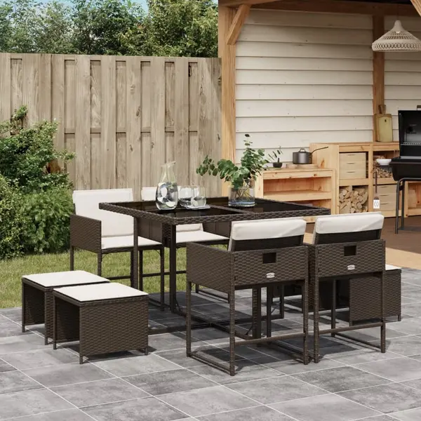 Gossi set mobilier de gradina cu perne, 9 piese, maro, poliratan
