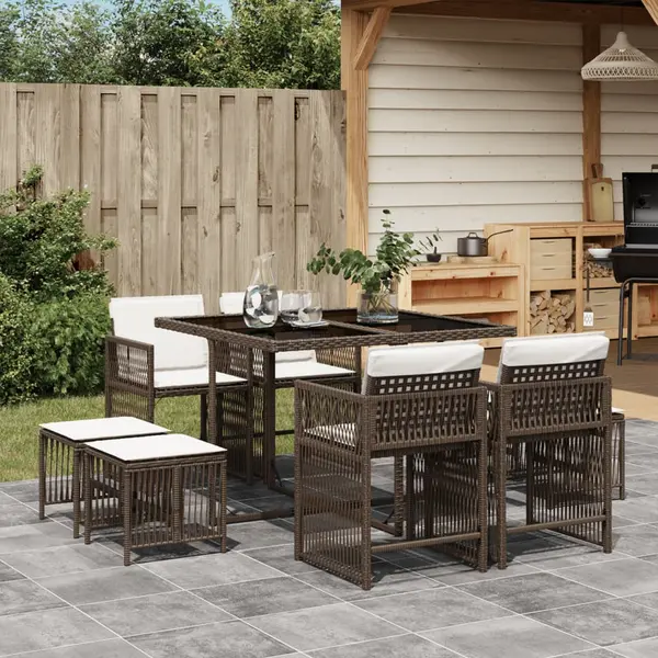 Gossi set mobilier de gradina cu perne, 9 piese, maro, poliratan