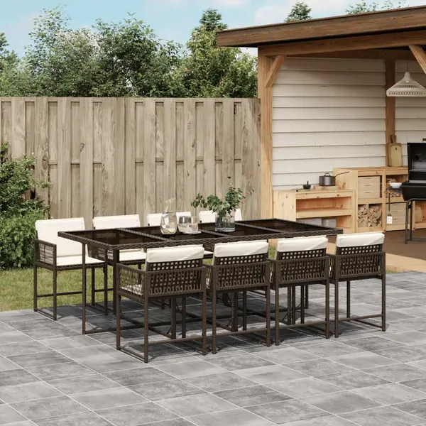 Gossi set mobilier de gradina cu perne, 9 piese, maro, poliratan