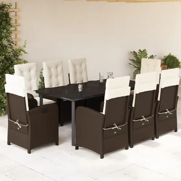 Gossi set mobilier de gradina cu perne, 9 piese, maro, poliratan